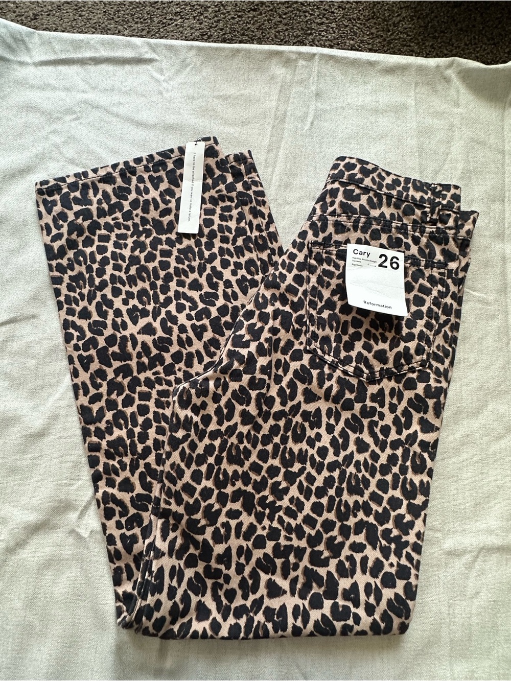 Reformation Leopard-Print Wide Leg Pants - Tan & Black - Picture 7 of 7